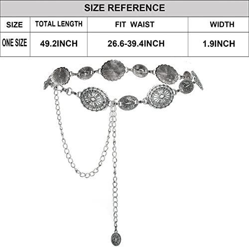 Iluvatar Waist Chain Women's Metal Chain Dress With Butterfly Sweater Chain Silver Retro Waist Chain Punk Belt #TOP1