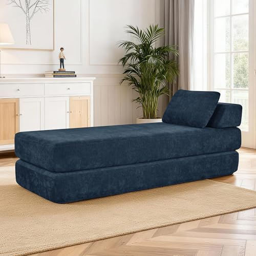 Convertible Chaise Lounge Chair Indoor, Boneless Cloud Couch with 2