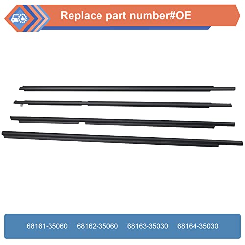 Zonfant Car Outer Door Four Window Glasses Molding Trim Weatherstrip Seal Belt Kit Compatible With 2003-2009 Toyota 4Runner, Replace#68161-35060 68162-35060 68163-35030 68164-35030 #TOP1