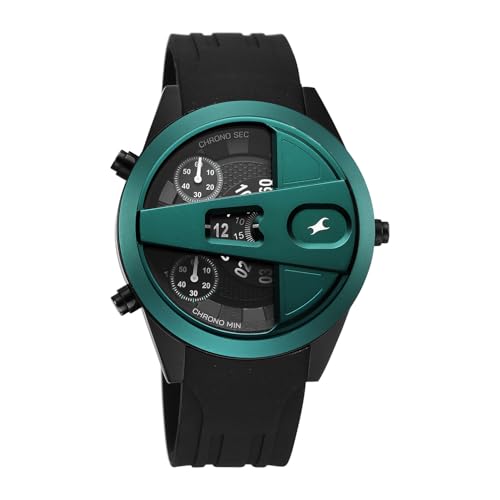 Image of Fastrack Overdrive Micromotor Quartz Analog with Black Dial Black Silicon Strap Watch for Men - 3331KP01