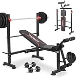MAIDOMA 750LBS standard Weight Bench Set for Full Body Workout, Foldable Bench Press with Leg Curl/Extension, Standard Workout Bench Set for Home Gym