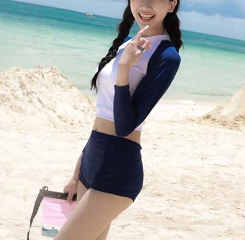 BASADINA Roupa de banho para meninas adolescentes, roupa de banho Rash Guard, manga comprida, cintur