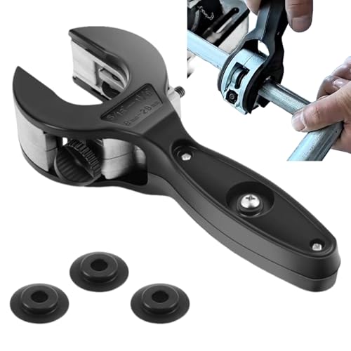Cortador de tubos con trinquete con 3 ruedas de corte de repuesto, cortador de tubos de cobre, cortador de tubos de precisión para tubos de acero inoxidable y cobre de 8-29 mm, especialmente adecuado