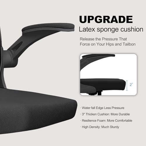 Image of Monhey Office Chair Ergonomic Desk Chair with Lumbar Support&Headrest&Flip-up Arms Height Adjustable Rocking Swivel High Computer Chair Multi-Angle from 90 to 125 with 350LBS Capacity (03All Black)