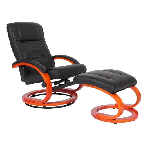 Fernsehsessel Relaxsessel Sessel Pescatori, Kunstleder, mit Hocker - schwarz