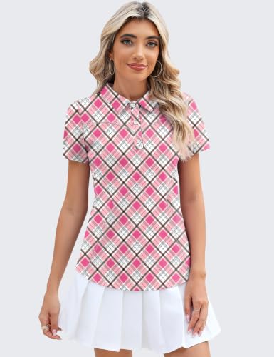 Image of TFSDOD Womens Golf Polo Shirts Collared Short Sleeve T Shirt Lightweight Moisture Wicking Polo Casual 3 Buttons Outfits