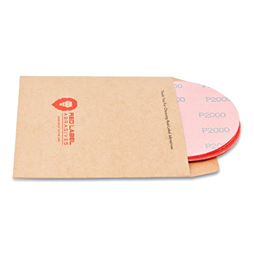 Red Label Abrasives 5 Inch 2000 Grit Hook And Loop Wet/Dry Auto Body Film Sanding Discs, 10 Pack #TOP1
