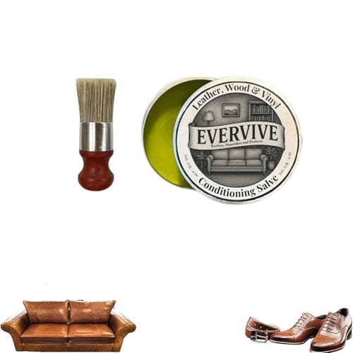 Evervive Leather Conditioner, Leather and Furniture Repair, 2025 New Leather & Furniture Repair Salve + Applicator Brush, Leather & Wood Restoring Salve (1pcs)