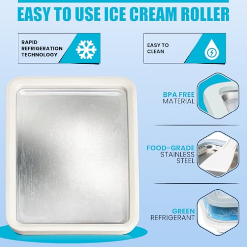 Image of Extra Large Rolled Ice Cream Maker (14 inchx10 inch) - Make Instant IceCream w /the Family - Manual Roll Your Own IceCream - Roll Ice Cream Tray
