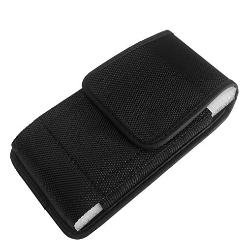 Eaglecell Nylon Cellphone Holster For Samsung Galaxy A32 A33 A52 A53, S21+, S22+, Iphone 11 Pro Max, Xs Max, Tcl 30 Le - Vertical Case Canvas Waist Carrying Pouch With Belt Clip/Loops, Black #TOP7