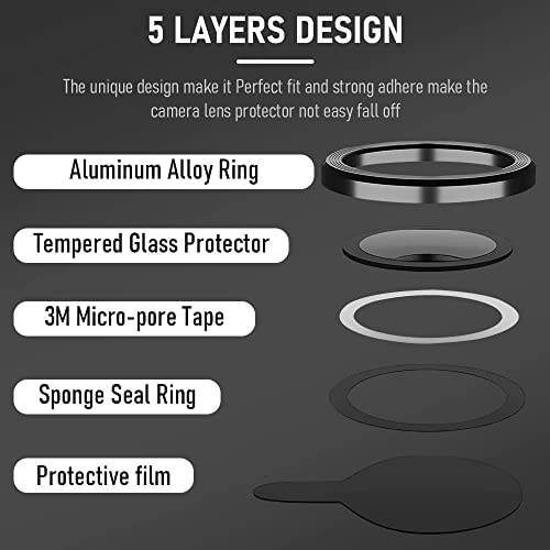 Image of FabeKee Tempered Glass Camera Lens Protector For oneplus nord 4 9H Hardness, Full Coverage Anti Scratch Camera Metal Ring Black
