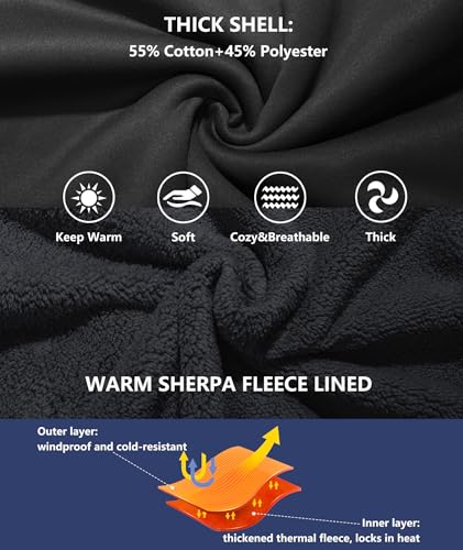 Image of GEEK LIGHTING Men's Fleece-Lined Zip Up Hoodie, Thick Hooded Jacket Winter Warm Athletic Sweatshirt