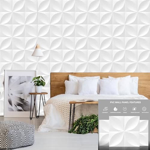 Image of Kayra Decor PVC Panel for Wall Butterfly Design White Color 19.7 inch x 19.7 inch (Pack of 40) - Covers 107.80 Sq. Ft.
