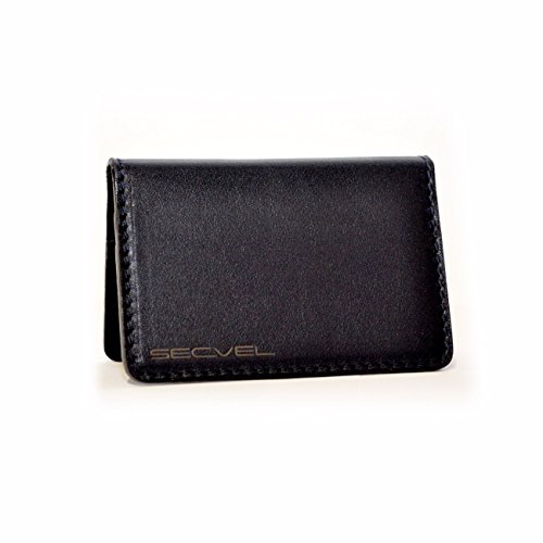Funda para 4 cartas de piel patentada | RFID NFC y bloqueador de campo magnético | Protección de tarjetas y organizador para tarjetas de crédito, tarjetas de débito, tarjetas de identificación | Protección de datos al 100 % comprobada por CTC/advanced (miembro de RW TÜV Group) | Negro