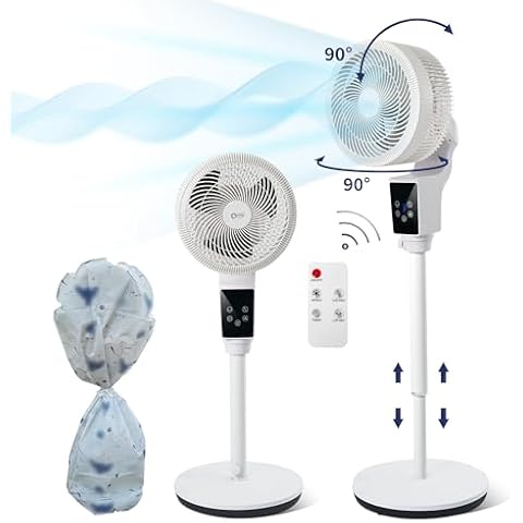QTREE intelligence Oscillating Pedestal Fan, 360° Air Circulator Fan, 43.3inch Adjustable Height 11.8'' Standing Fan, Timer, 3 Modes, Smart Remote Control for Home, Office, Kidroom,Living Room Cover