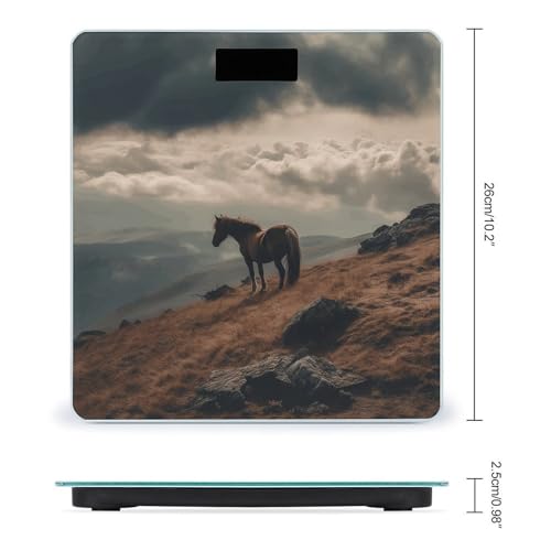 Báscula digital para baño con diseño de caballo y pantalla LCD brillante miniatura 2