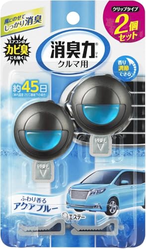 クルマの消臭力 クリップタイプ 消臭芳香剤 クルマ用 ふわり香るさわやかアクアブルー 2個セット