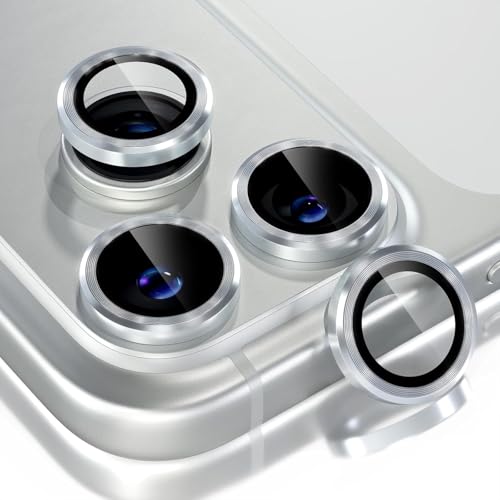 Image of Choiche Camera Lens Protector Compatible for iPhone 17 Pro / iPhone 17 Pro Max - 9H Tempered Glass Camera Cover with Metal Ring Decoration, Scratch-Resistant Screen Protector (Silver, HD Clarity, Easy Install)