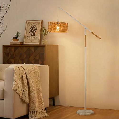 Iluminación elegante para rincón de lectura con lámpara de pie de arco artesanal