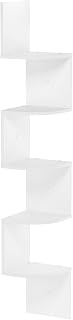 Furinno Rossi 5-Tier White Floating Wall Mount Radial Corner Shelf - Zigzag Space-Saving Shelves