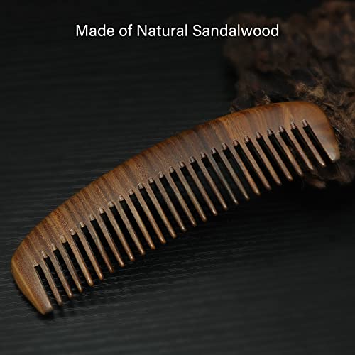 Natural Sandalwood Comb, Wide Toothed Moon Comb, Green Sandalwood Hair Comb, Handmade Wooden Comb, Oval Wide Tooth Comb For Women Men-No Snags, No Static, No Tangle #TOP5