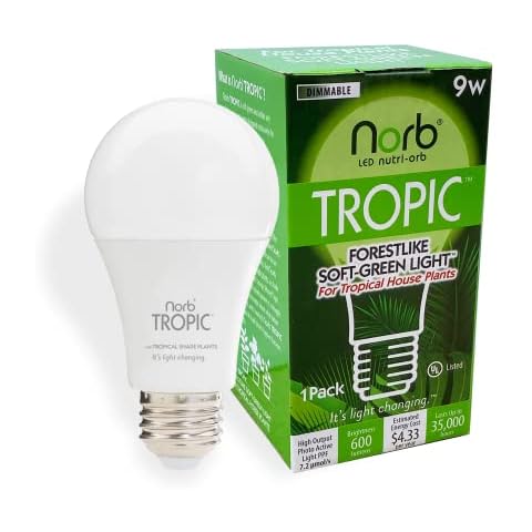 NorbTROPIC A19-9W LED Tropical Plant Grow Light with Patent Pending Spectrum, Mimics Forest Filtered Light, Uniquely Designed for Growing Tropical Indoor Houseplants. Monstera, Pathos, Ficus, etc. Cover