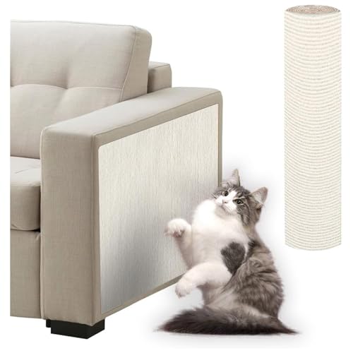 300*60cm 猫 爪研ぎ 壁, カット可能な粘着式 猫 壁保護 剥がせる ロール 猫 爪研ぎ 壁 犬 壁 かじり防止, 爪とぎマット ソファー保護 床保護 壁保護 家具保護,White