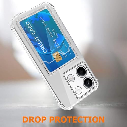 Image of Amazon Basics Premium Shockproof Transparent TPU Back Case Cover with Built-in Slim Card Holder Wallet for Mi Redmi Note 13 5G - Clear