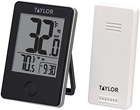 Taylor Precision Products, Wireless Digital Indoor Outdoor Thermometer, Black