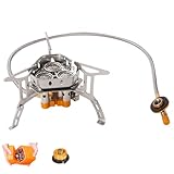 Fourfiy Camp Stove, Windproof Camping Gas Stove, 6800w Portable Windproof Camping Stove, Foldable Backpacking Stove with Fuel Canister Adapter, Piezo Ignition, for Outdoor Cooking, Camping (1pcs)