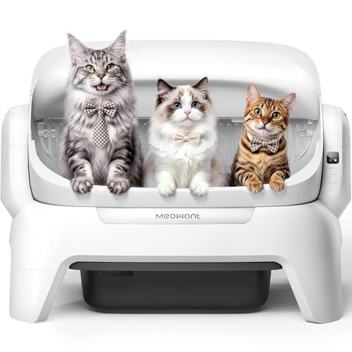 Meowant Extra Large Automatic Litter Box, Self Cleaning Cat Litter Box for Multiple Cats, Open Top Design with APP Control, Infrared Scanning and Anti-Pinch, 12L Waste Bin, Odor Free, XXXL Space