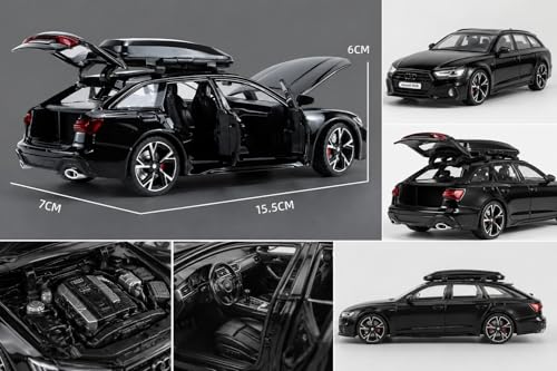 Image of Invite Enterprise 1:32 Scale Aoodi RS6 Alloy Die-Cast Car Model with Door-Activated Light & Sound | 2 Openable Doors, Hood & Trunk | Metal Toy Car for Kids & Collectors (No Pull Back) (Black Color)