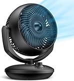 FTOTHH Ventilator Leise, 22dB Tischventilator sehr Leise, 3D Turbo Ventilatoren Leistungsstark, Fan mit 3 Geschwindigkeiten, 90°Verstellbar, für Schlafzimmer, Büro und Wohnzimmer bis 18m², Schwarz