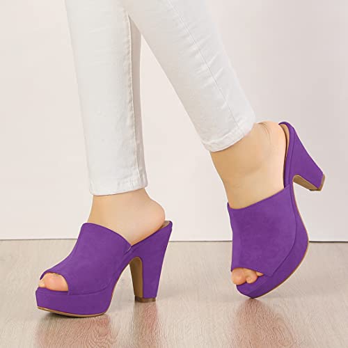 Image of Allegra K Women's Open Toe Platform Chunky Heel Slides Sandals | Party Sandals