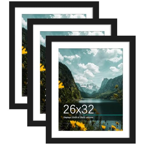 Image of Picrit 26x32 Black Picture Frame, Poster Frame for Wall, 3 Pack