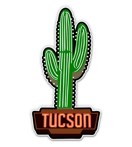 Tucson Cactus Arizona - 5" Vinyl Sticker - for Car Laptop I-Pad - Waterproof Decal