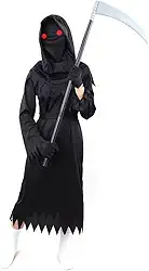 Fantasia Infantil Halloween Morte Com Foice + Óculos De Led