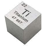 Titanium Cube - 10mm Pure Metal Element Cubes - Laser Engraved High Density Cube Set for a Periodic Table of Elements Collection,Titanium