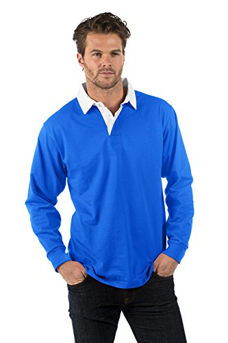 Bruntwood Prima Manga Larga Camisa de Rugby - Premium Long Sleeve Rugby Shirt - Hombres y Señoras - 280GSM - Algodón/Poliéster (Azul, S)