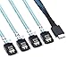 AoQhir OCuLink PCIe SAS SFF-8611 4i to 4X SATA 7P Server Cable — 12Gbps 32AWG High-Speed Internal Flat-to-Flat Connection Cable, Blue (0.5M)