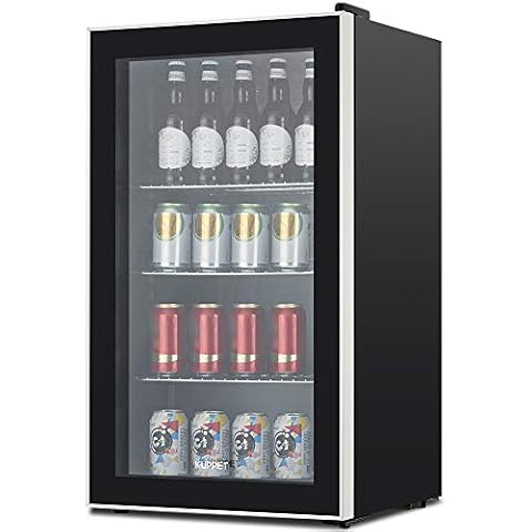 KUPPET 120-Can Beverage Cooler and Refrigerator, Small Mini Fridge for Home, Office or Bar with Glass Door, Perfect for Soda Beer or Wine, Black&Stainless Steel, 3.1 Cu.Ft Cover