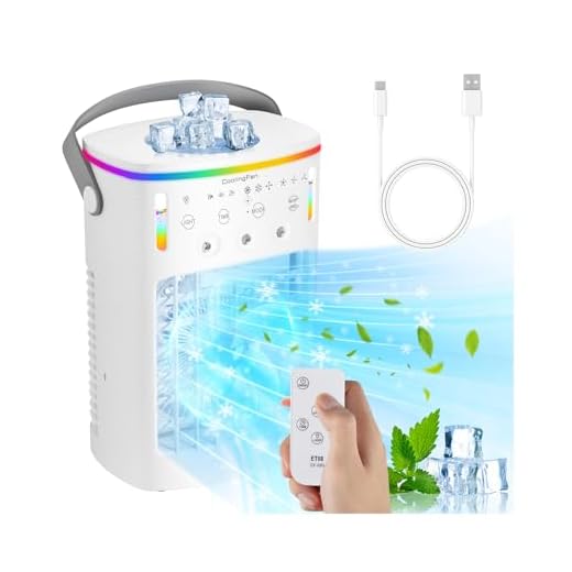 INHDBOX Aire acondicionado portátil, mini aire acondicionado para habitaciones, enfriador de aire 4 en 1 con refrigeración por agua, 1000 ml, sin manguera de escape, aire acondicionado