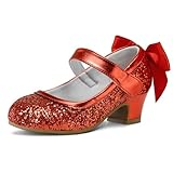 K KomForme Girls Dress Shoes Glitter Mary Jane Pumps with Bow, Low Heel Party Wedding Princess Shoes (Toddler/Little Kids/Big Kids)