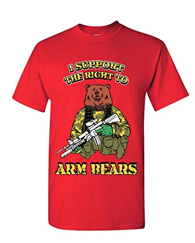I Support The Right to Arm Bears 2nd Amendment T-Shirt Militia Mens Tee Shirt Red 2XL