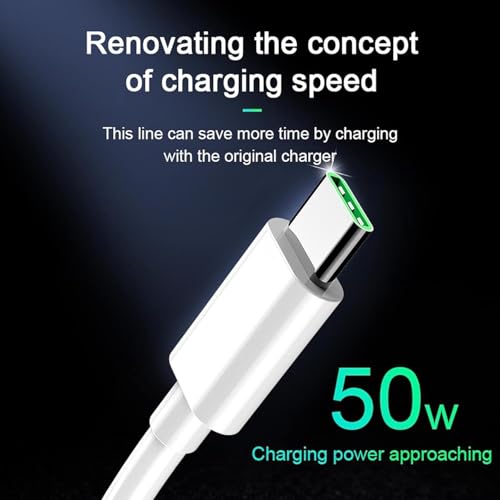Image of 65W USB Type C Cable for Oppo Reno 9 Pro + |Reno 9 Pro |Reno 9 |A1 Pro |K10x |Reno 8 Pro |Reno 8|,1m,White