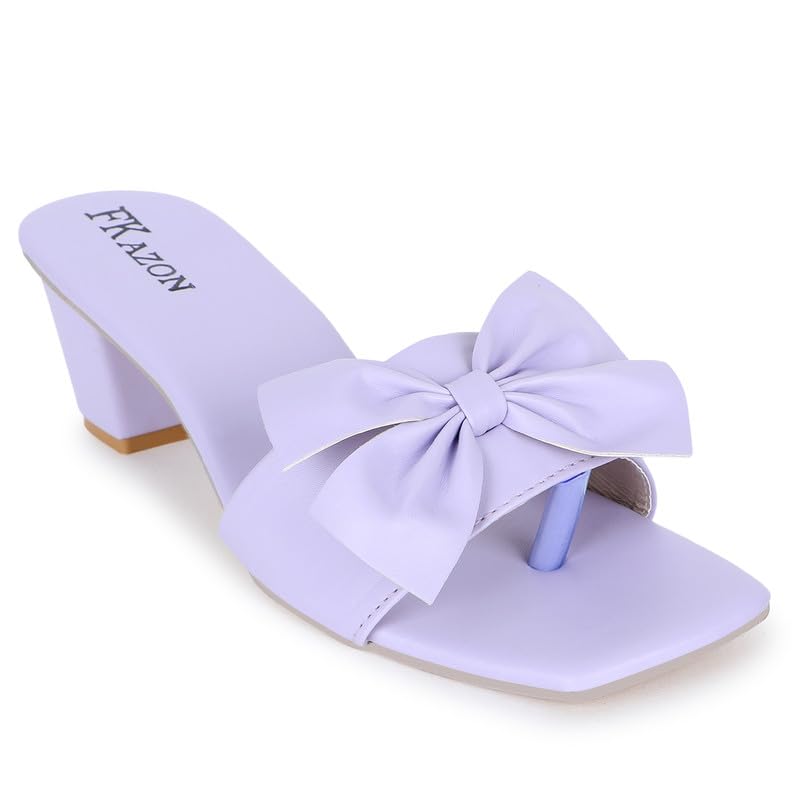 Women's Stylish Block Heel Sandals with Bow Design – FK_516_BLUE HEEL_A1_P-picture-16