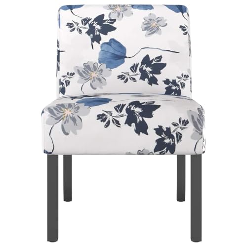 Sillón tapizado azul con patas de madera floral miniatura 6
