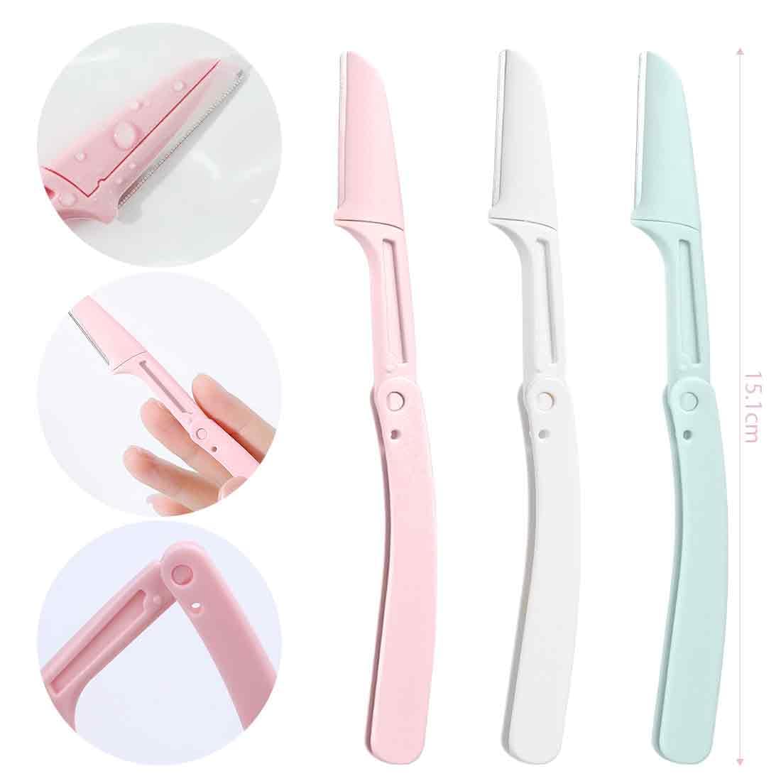 3 Pezzi Pieghevole Rasoio per Sopracciglia per Donna e Uomo, Rasoio di Sicurezza, Depilazione Rasoio Viso, Formato Riutilizzabile, Portatile