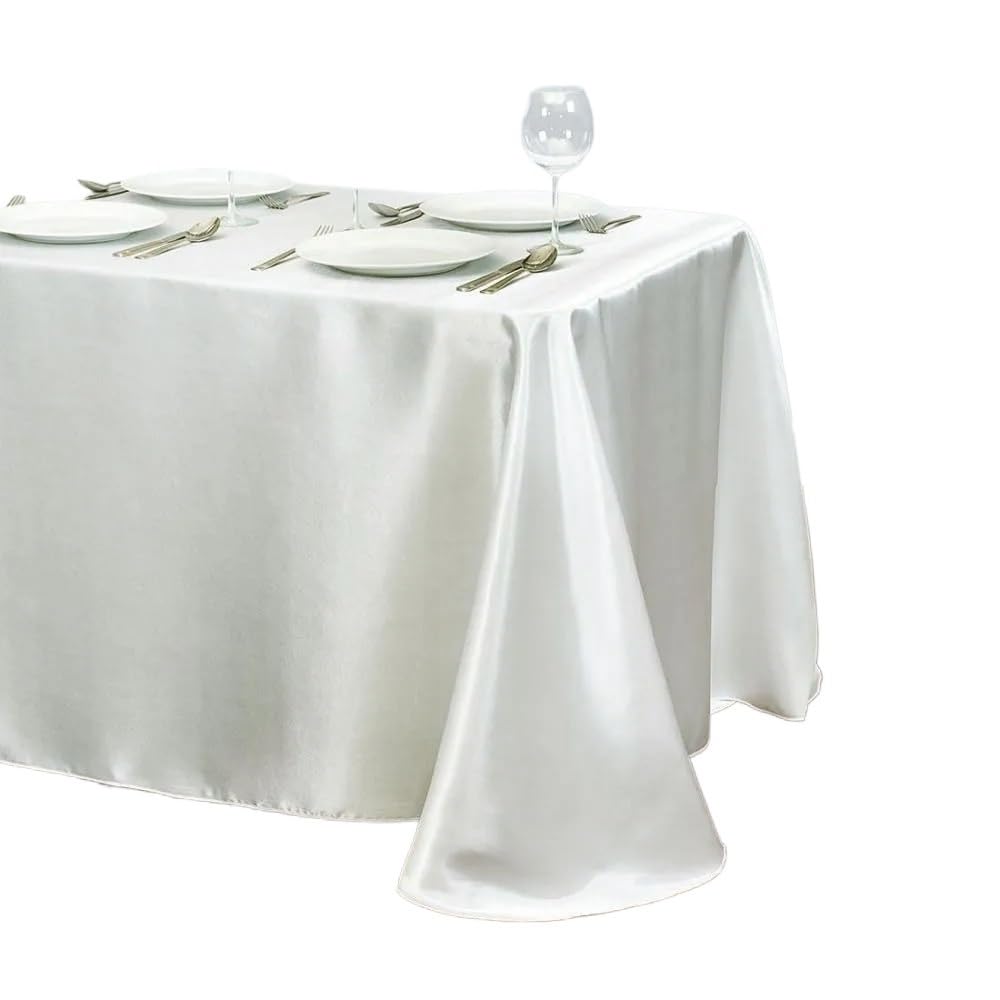 LOPJGGYF Tablecloth Satin Table Cover Overlay For Birthday Wedding Banquet Restaurant Festival Party Supply for Wedding Banquet Party Events(Beige,145x220cm)