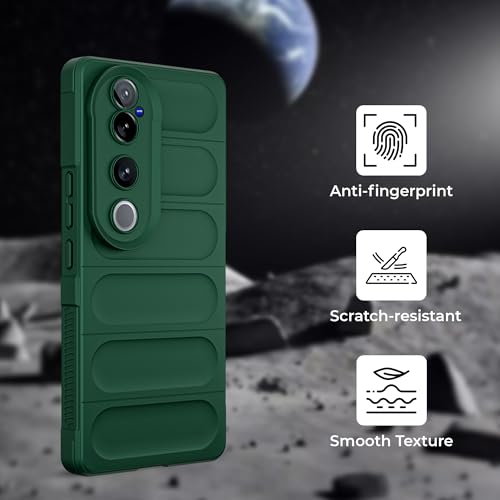 Image of A rtistque Back Cover Case for Vivo V40 / V40 Pro / T3 Ultra 5G | with Inner Fabric | Stylish AirBag Case | Liquid Stripe Silicone | Camera Protection | Anti Slip Grip | Back Cover - Green